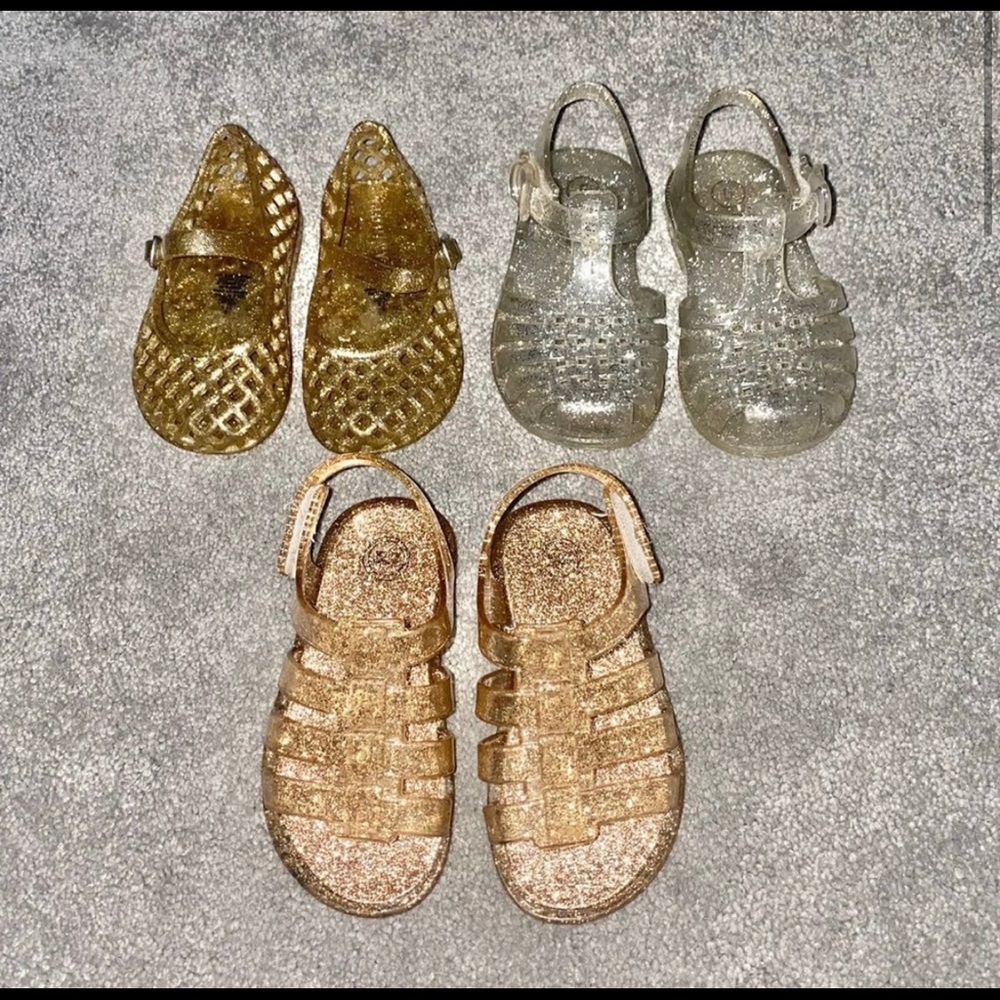 Bundle Lot of 3 Pairs of Toddler Baby Girls Jelly Jellies Sandals Shoes Sz. 5